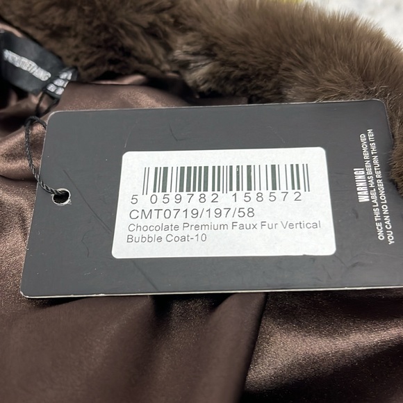 Pretty little things chocolate premium faux for vertical bubble coat size 6 - Picture 4 of 9